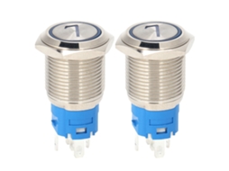 Interruptor De Botão Com Recuo Automático De Aço Inoxidável 5 Pinos 16mm Com Luz Azul 73-6vdc 2pcs