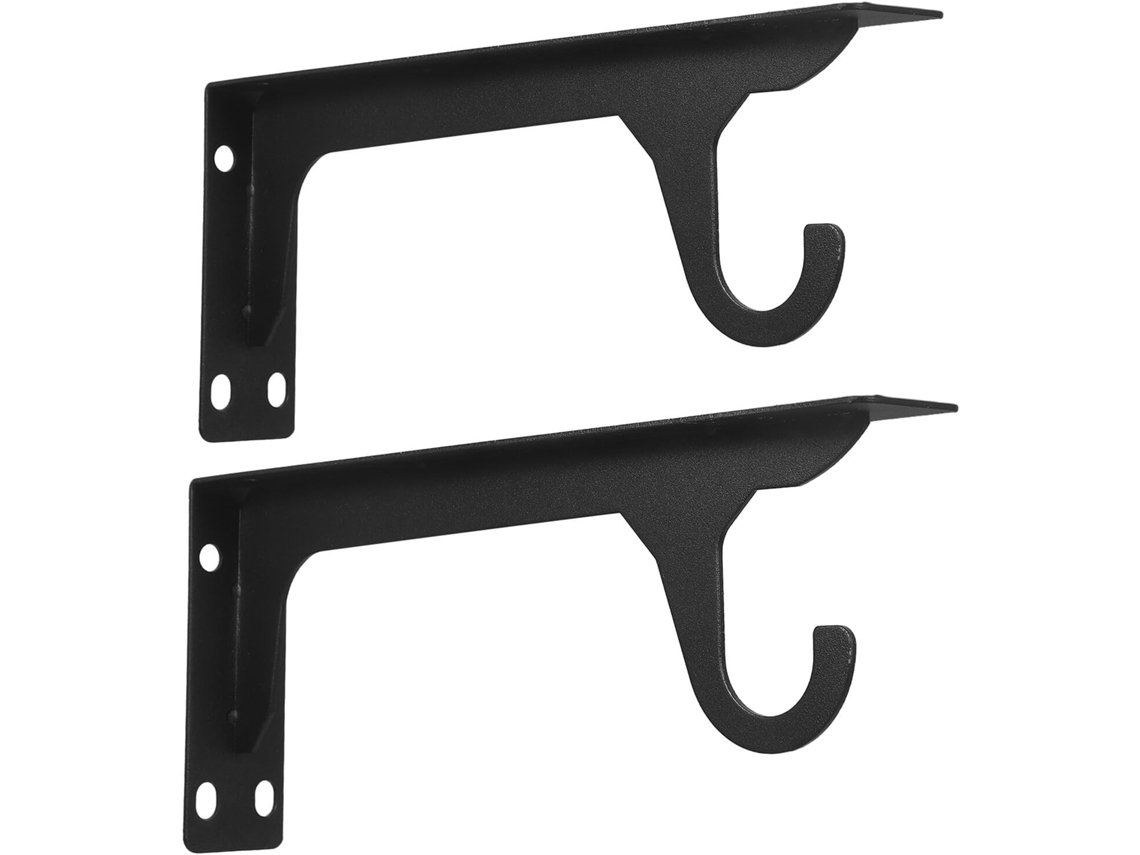 Suporte Para Varão De Armário Didiseaon 30cm 12 Polegadas Na Cor Preta Com Ganchos, Suporte Angular De Metal Resistente