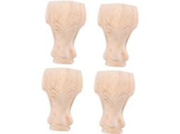 Ukcoco Conjunto De 4 Pés Madeira Maciça Entalhados Decorativos Para Móveis, Ideal Para Rack De Tv, Sofá, Cômoda E Mesa