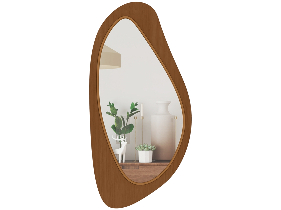 Espelho de Parede com Moldura de Pinho Natural para Quarto e Sala,91,5x45x3cm BTFORUS