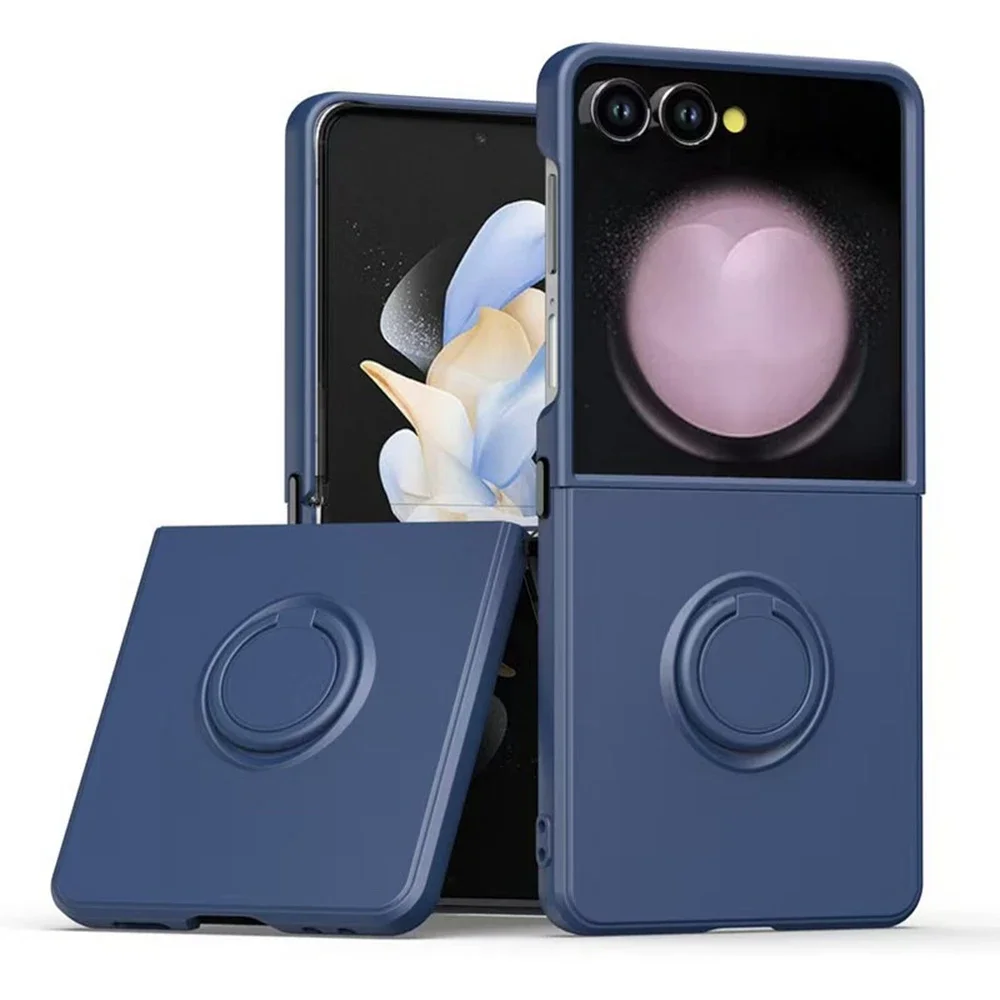 (azul Escuro, Galaxy Z Flip7 Fe) Capa De Celular Elegante Em Silicone Fosco, Resistente A Impactos, Com Suporte Magnético Para Anel Veicular.