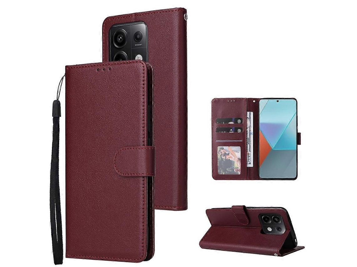 Capa Multifuncional Horizontal De Couro Com Três Compartimentos Para Cartões Para Xiaomi Redmi Note 13 Pro 5g