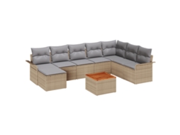 Conjunto 9 Conjunto De Sofá De Jardim Vidaxl Bege Vime Pe (55 X 55 X 37 Cm)