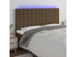 Vidaxl Cabeceira De Cama C/ Led Tecido 160x5x118/128 Cm Castanho
