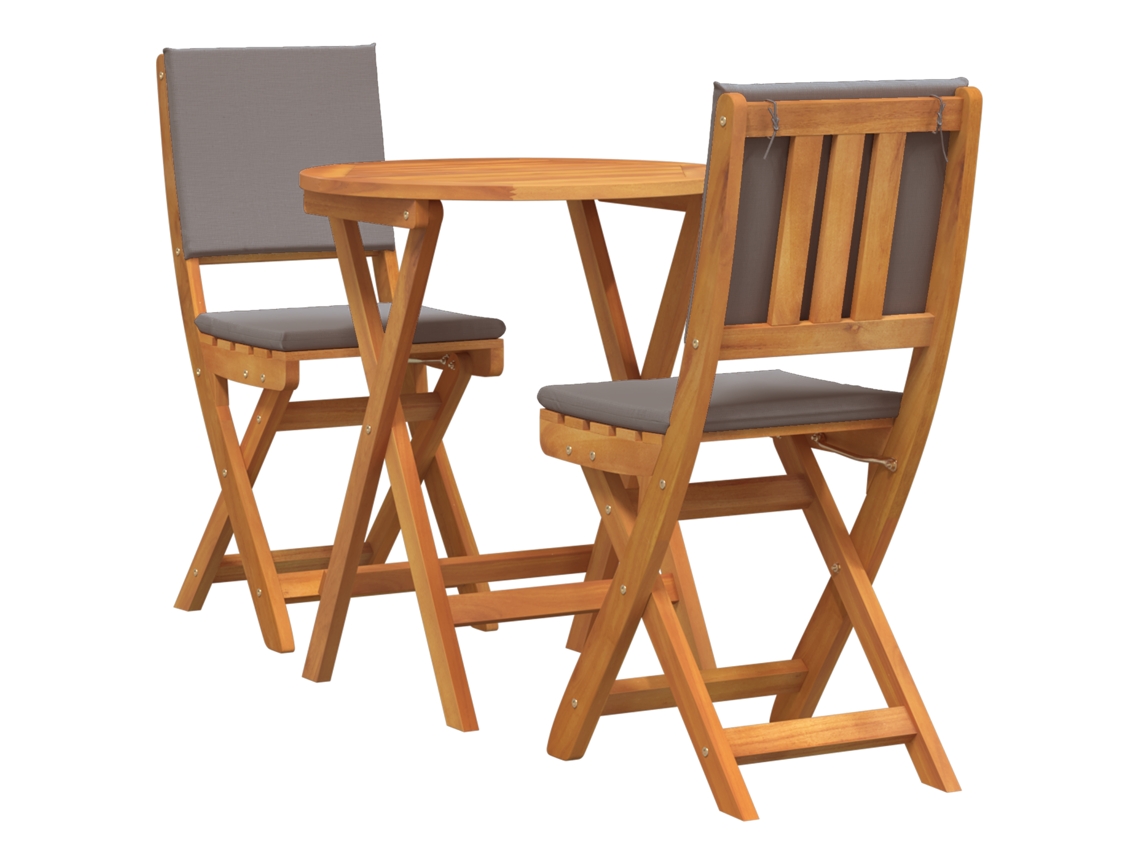 Conjunto 3 Conjunto Bistro Vidaxl Castanho Madeira De Acácia Maciça (60 X 60 X 72 Cm)