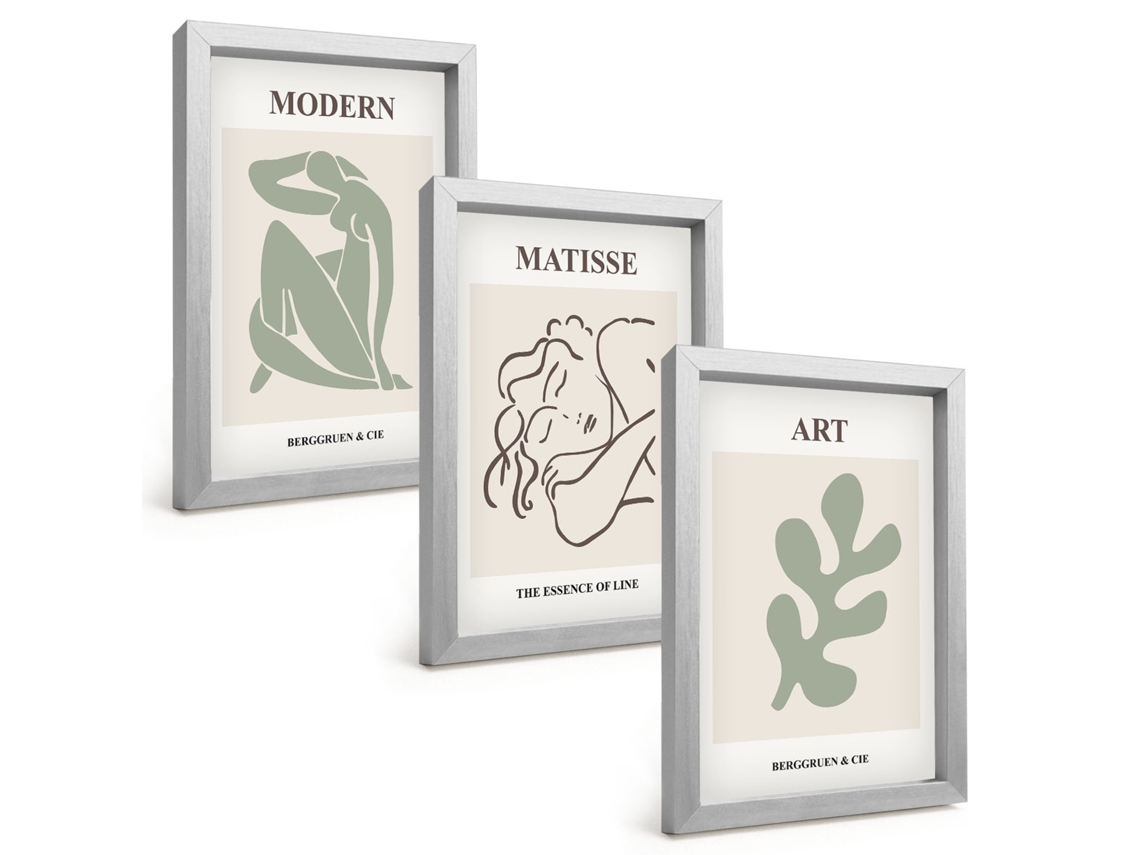 Composição De Quadros Design Elegante Com Figuras De Plantas Espelharte (3 Peças 20x30 Cm)