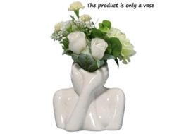 Vaso Decorativo de Cerâmica Branco Decoração Moderna Boêmia para Sala e Escritório NEVEANCE