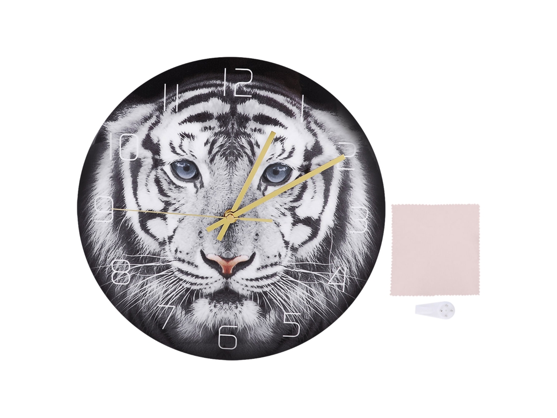 Relógio de parede redondo Baok em acrílico com estampa de tigre, decoração para casa, escritório e sala de estar.