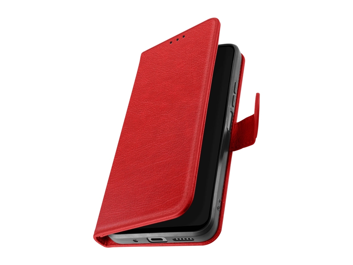 Capa Fólio Para Xiaomi Redmi 12 Pele Vermelho