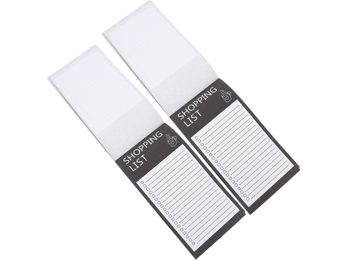 Planificador De Lista Magnétique Para Frigo 2 Carnets Em Papel Noir, Folhas Destacáveis Sem Bavure