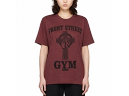 Rockinstone Rocky Movie Front Street Gym Heather Vintage Maroon Adult T-shirt Size:s