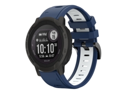 Bracelete Esportivo Silicone para Garmin Instinct 2 Solar com duas cores Azul Meia noite e Branco XIAOMOYU