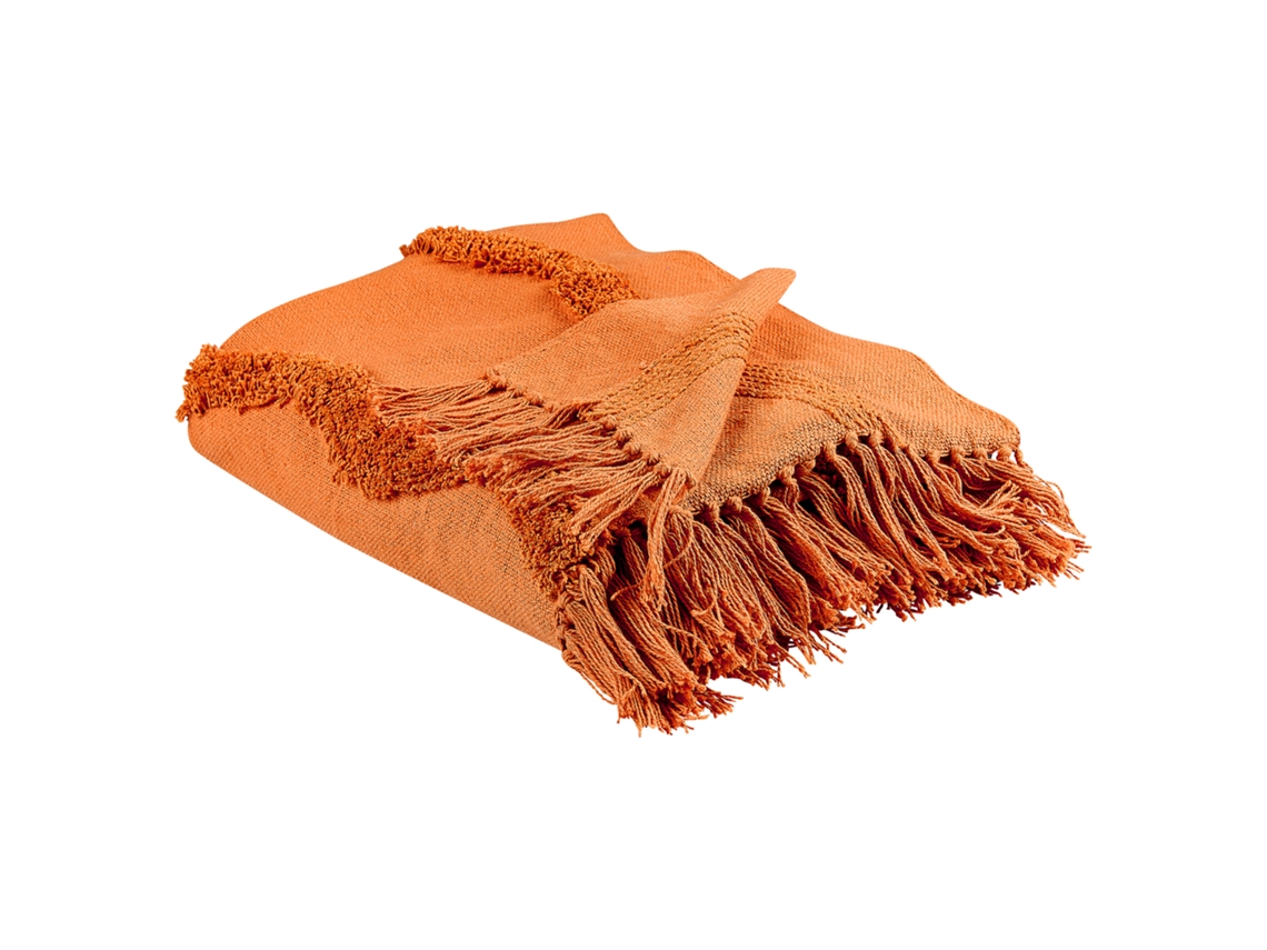 Manta Decorativa Beliani Khari De Algodón Naranja 125x150x1