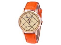 Reloj De Cuarzo Con Correa De Cuero Pu Unisex Moda Dial Personalizado Naranja