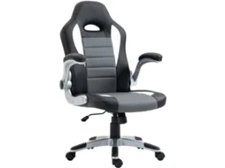 Cadeira de Escritório Couro Pu, Esponja, Nylon Cor Preto, Cinza e Branco 65x69x112-122 cm Homcom