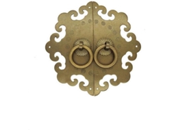 Puxador De Anel Latão Vintage Octogonal 4, 8com Placa De Acabamento E Pinos Montagem, Em Tom De Latão Antigo