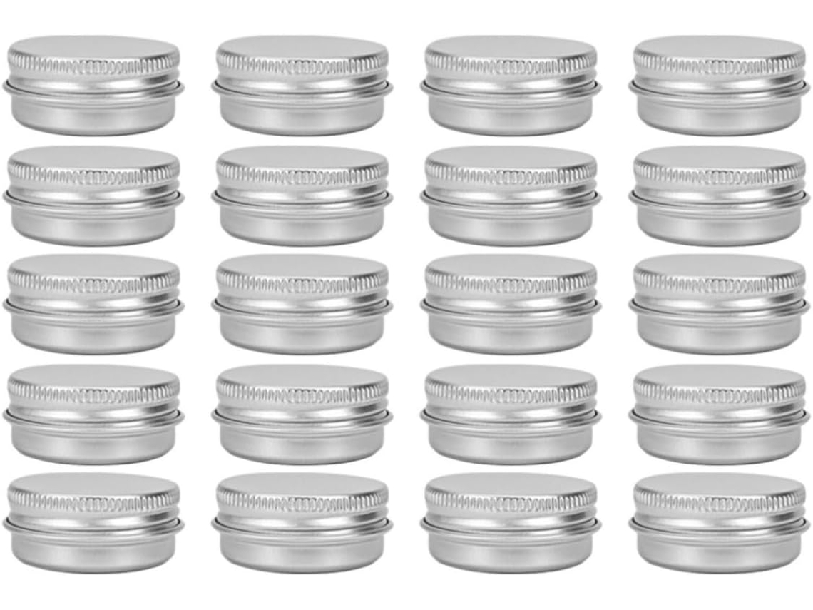 Conjunto De 20 Caixas De Alumínio Prateado Para Embalagens De Cosméticos