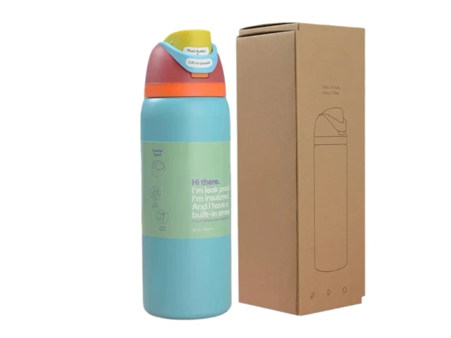 Garrafa térmica de aço inoxidável com palhinha, 946 ml (32 oz), garrafa de água esportiva em aço inoxidável 304.