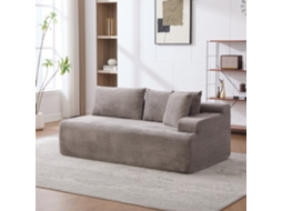 Sofá Modular Cinza Em Chenile, Espuma 30d. Base Antiderrapante, Fácil Mover, Ideal Para Sala.