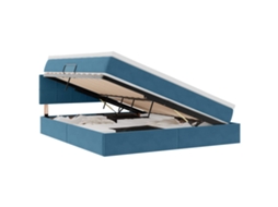 Conjunto 1 Camas Com Arrumação Vidaxl Azul Veludo (180 X 200 Cm)