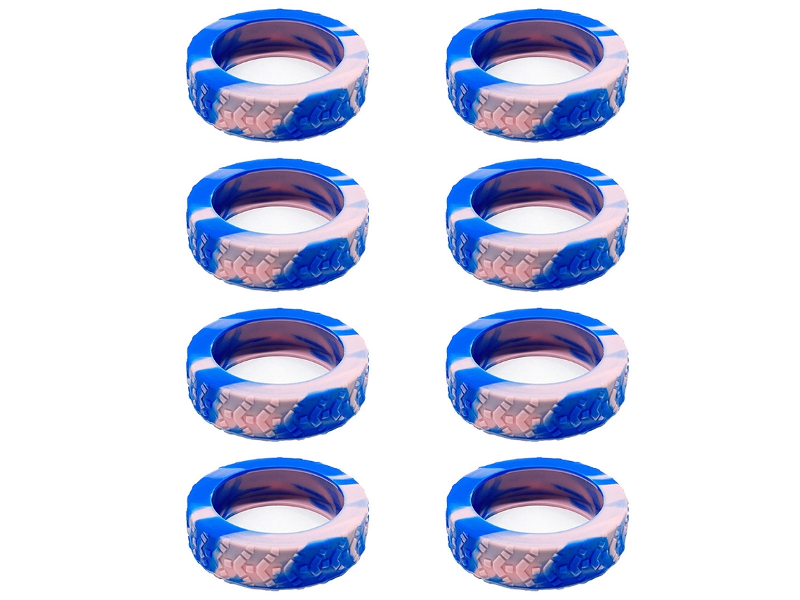 Conjunto de 8 Capas Silicone para Rodas Malas, Capas de Reposição para Rodas Malas, 8 Capas de Borracha para Rodas Giratórias, Azul+ Rosa BRILVIBERA