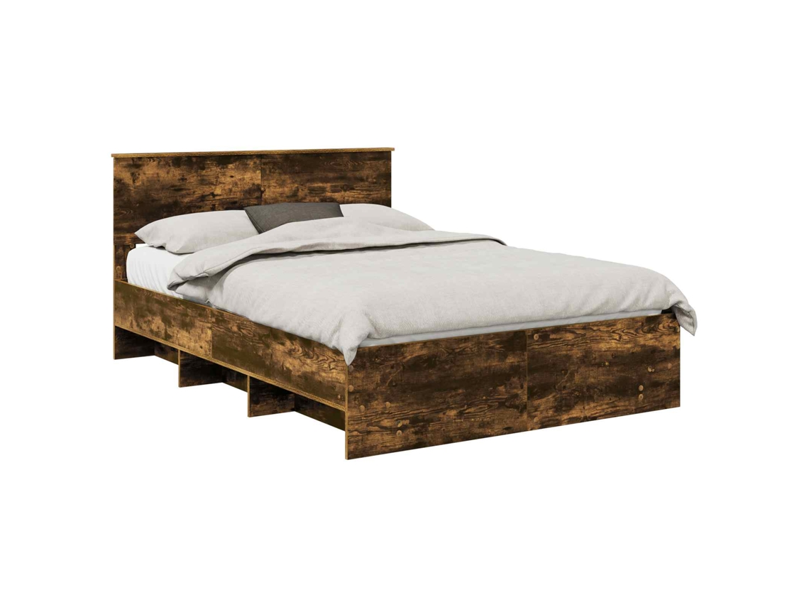Estrutura da Cama com Cabeceira Carvalho Defumado 140 X 200 Cm MAISON EXCLUSIVE