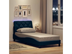 Estrutura De Cama Com Led Sem Colchão 80x200 Cm Tecido Azul