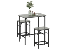 Conjunto Mesa Bar 2 Cadeiras Cinza Pés Antiderrapantes