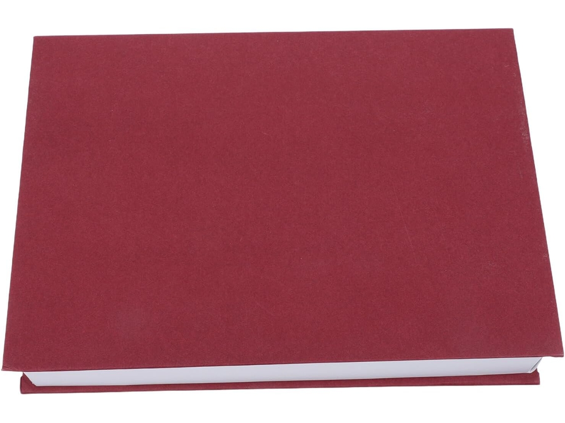 Caixa Decorativa Formato Livro Vermelha Escura 25x18x4 Armazenamento Secreta Magnética Papelão Grosso Joias GOKOCO