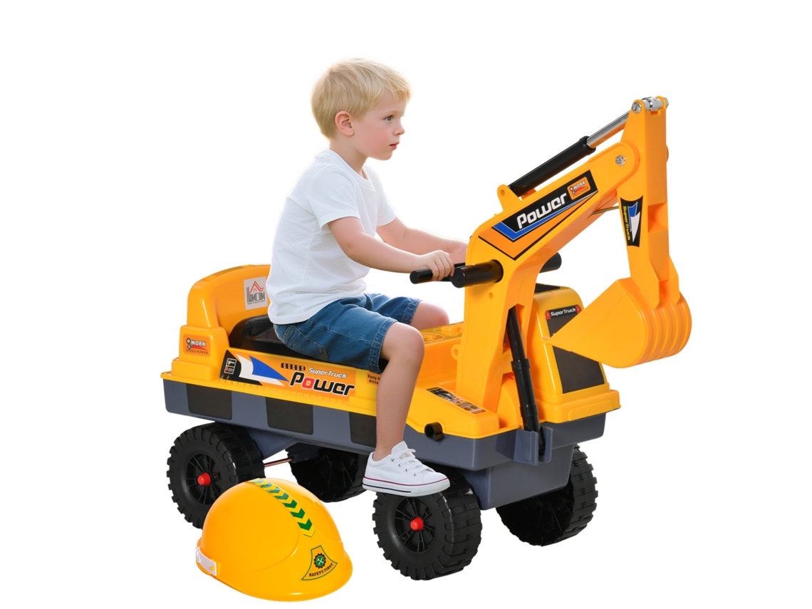 Retroescavadeira Infantil 2-3 Anos Com Grampo, Luz E Som, Pp, Amarela