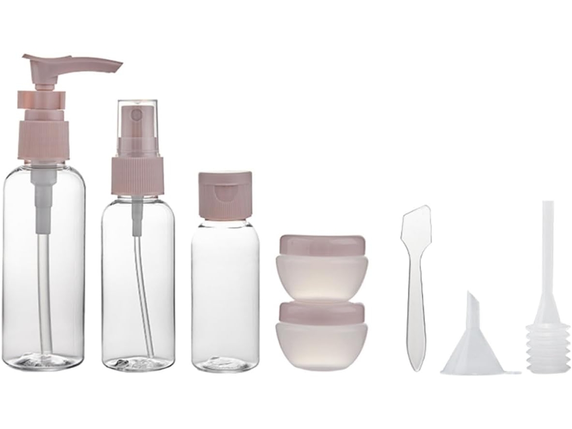 Conjunto De 8 Frascos De Plástico Rosa Reutilizáveis, À Prova