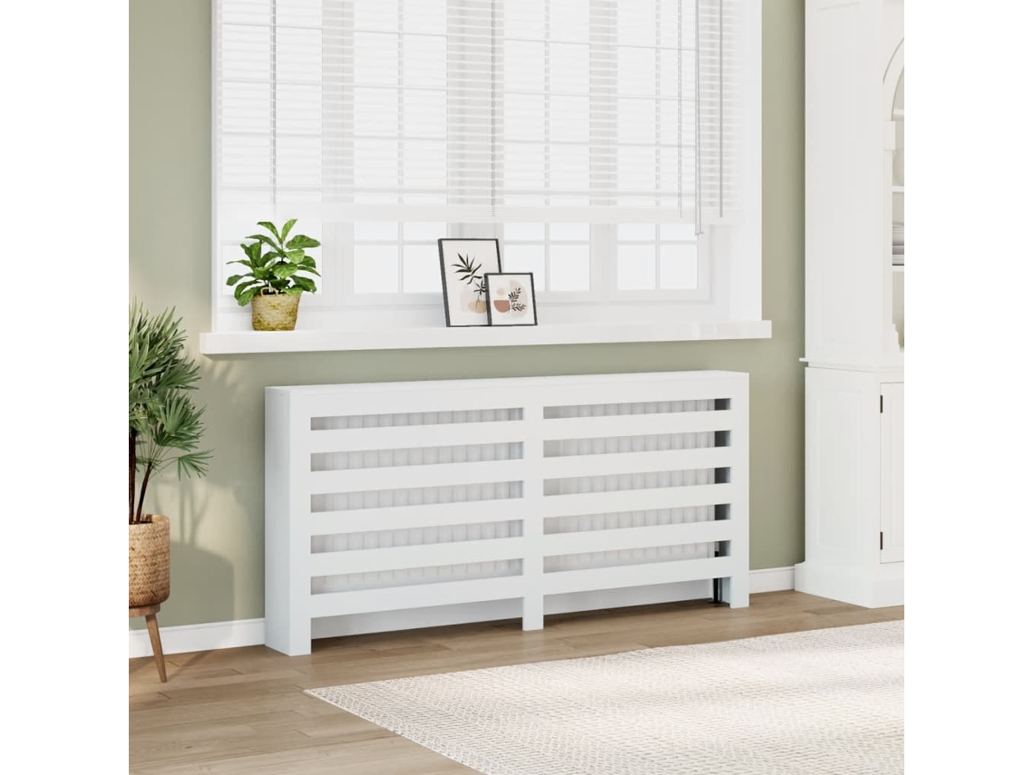 Vidaxl Cobertura De Radiador 175x20x82 Cm Derivados De Madeira Branco