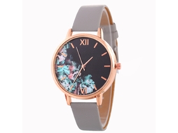 Relógio de Pulso Feminino Analógico de Quartzo com Mostrador Redondo Fashion Cinza