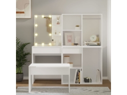 Vidaxl Conjunto Toucador Com Leds Madeira Processada Branco