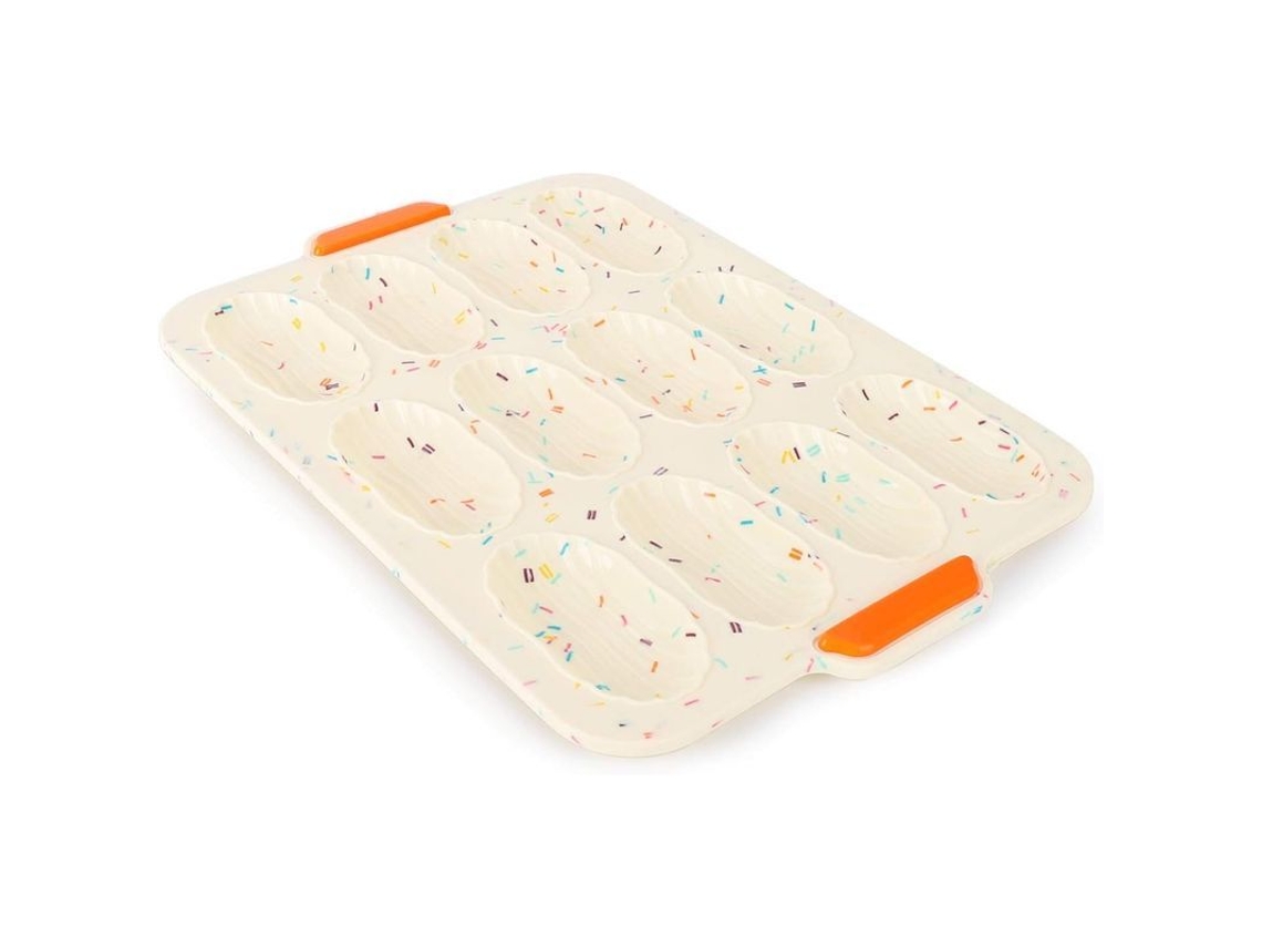 Molde De Silicone Para Madeleine 2025, 12 Cavidades, 35x24cm, Bege, Silicone De Grau Alimentar