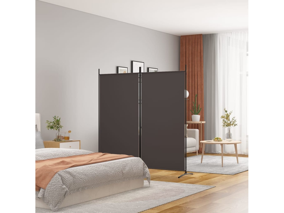 Divisória de quarto com 2 painel 175x180 cm castanho tecido