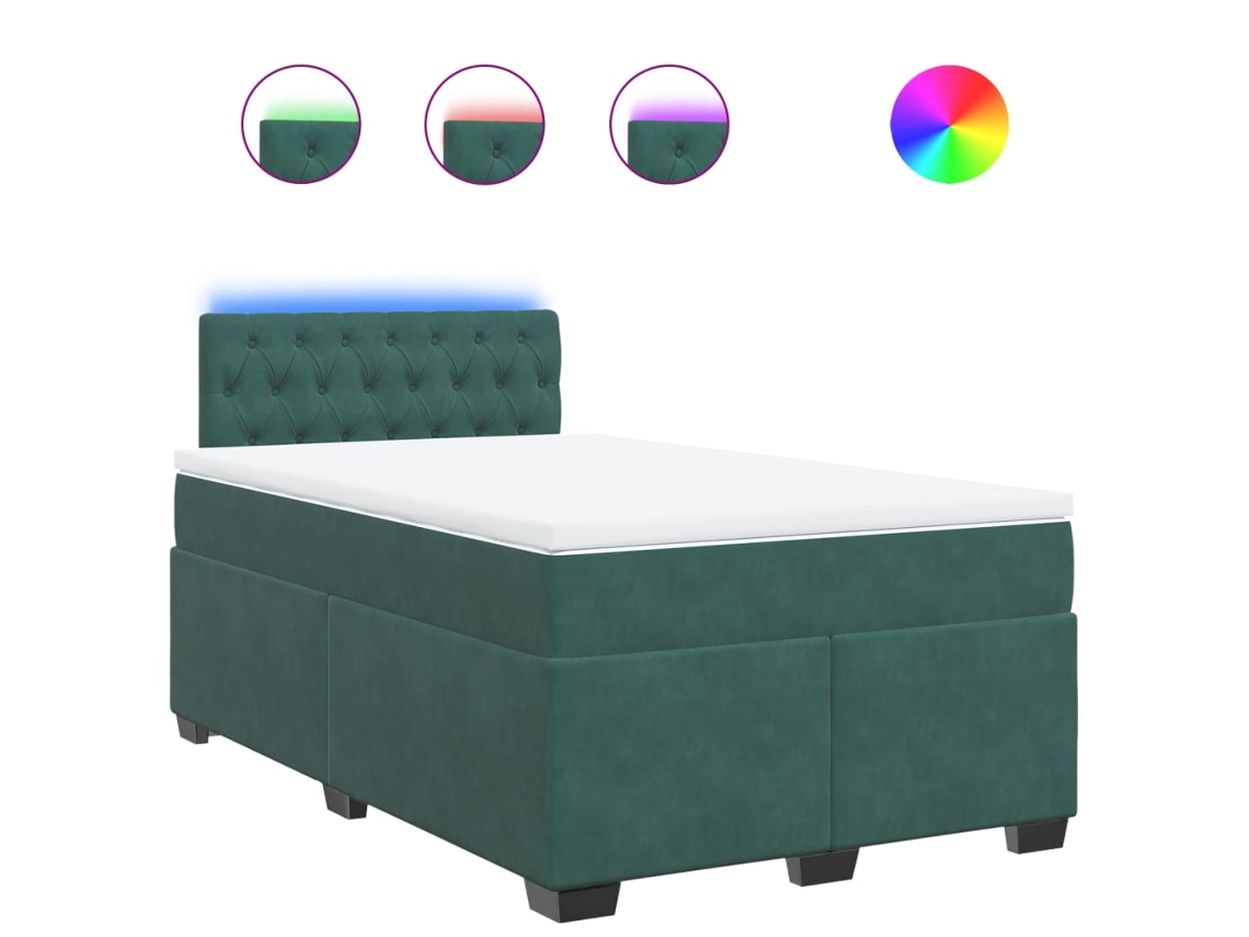Cama Boxspring com Colchão Veludo Verde Escuro MAISON EXCLUSIVE (120x200 cm)