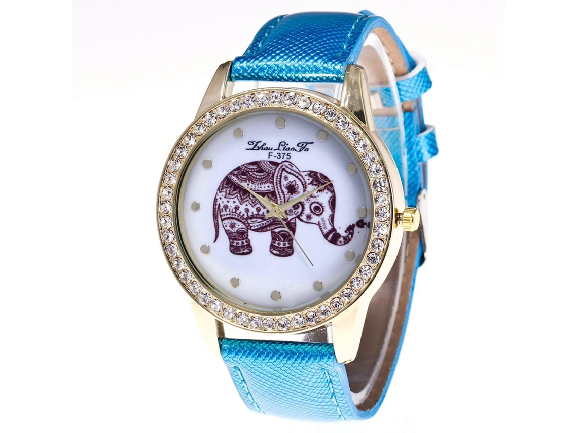 Relógio de pulso analógico de quartzo com pulseira de PU, mostrador redondo, estilo fashion (azul royal)