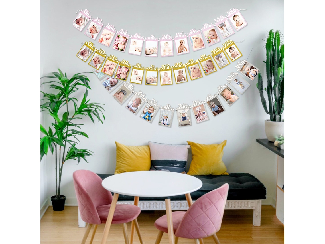 Banner De Fotos Bebê Para Exibir Crescimento E Decoração De Festa