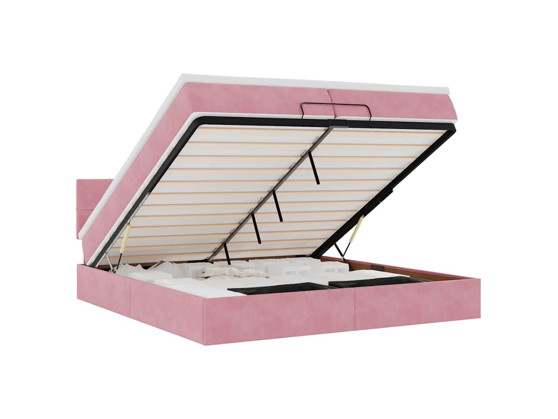 Estrutura de Cama Otomana com Colchão 200x200 cm Veludo Rosa MAISON EXCLUSIVE