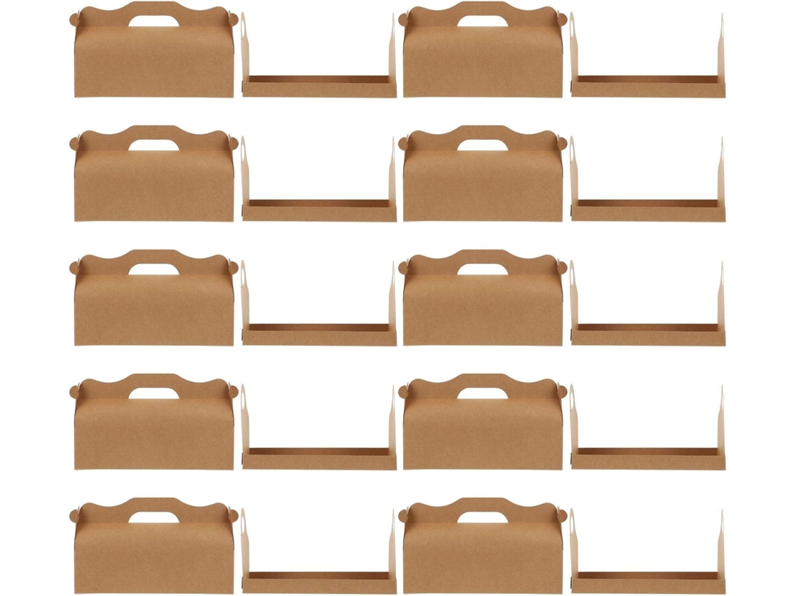 Caixa De Papel Comprida Para Bolos Com Alça, Funcional E Fácil De Usar, Pacote Com 10 Unidades Para Tortas E Biscoitos