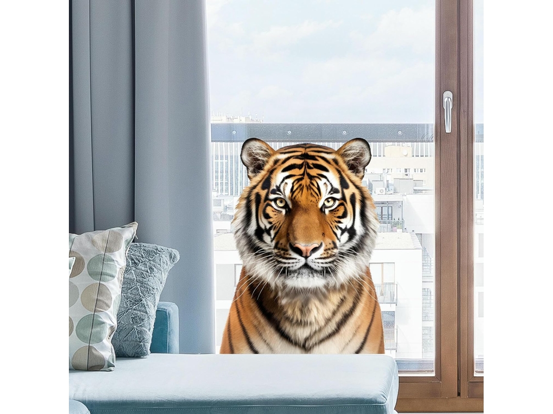Adesivos de parede criativos Jm Life com estampa de tigre em aquarela para sala de estar, quarto, portas e janelas. Decoração para casa.