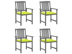Cadeiras De Jardim Com Almofadões 4 Pcs Acácia Maciça Cinza Dkd Home Decor