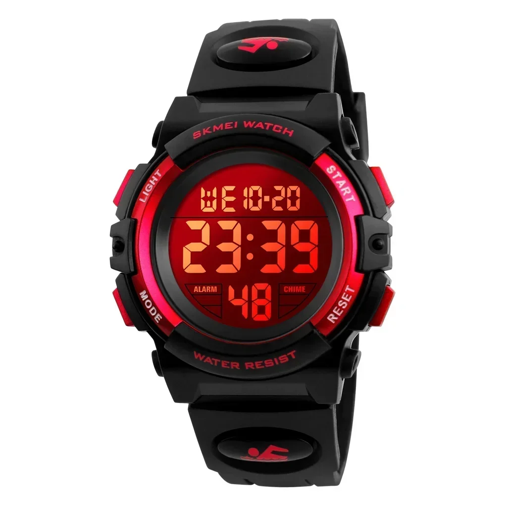 Relógio MDUG infantil despertador resistente à água 5bar com visor de LED vermelho