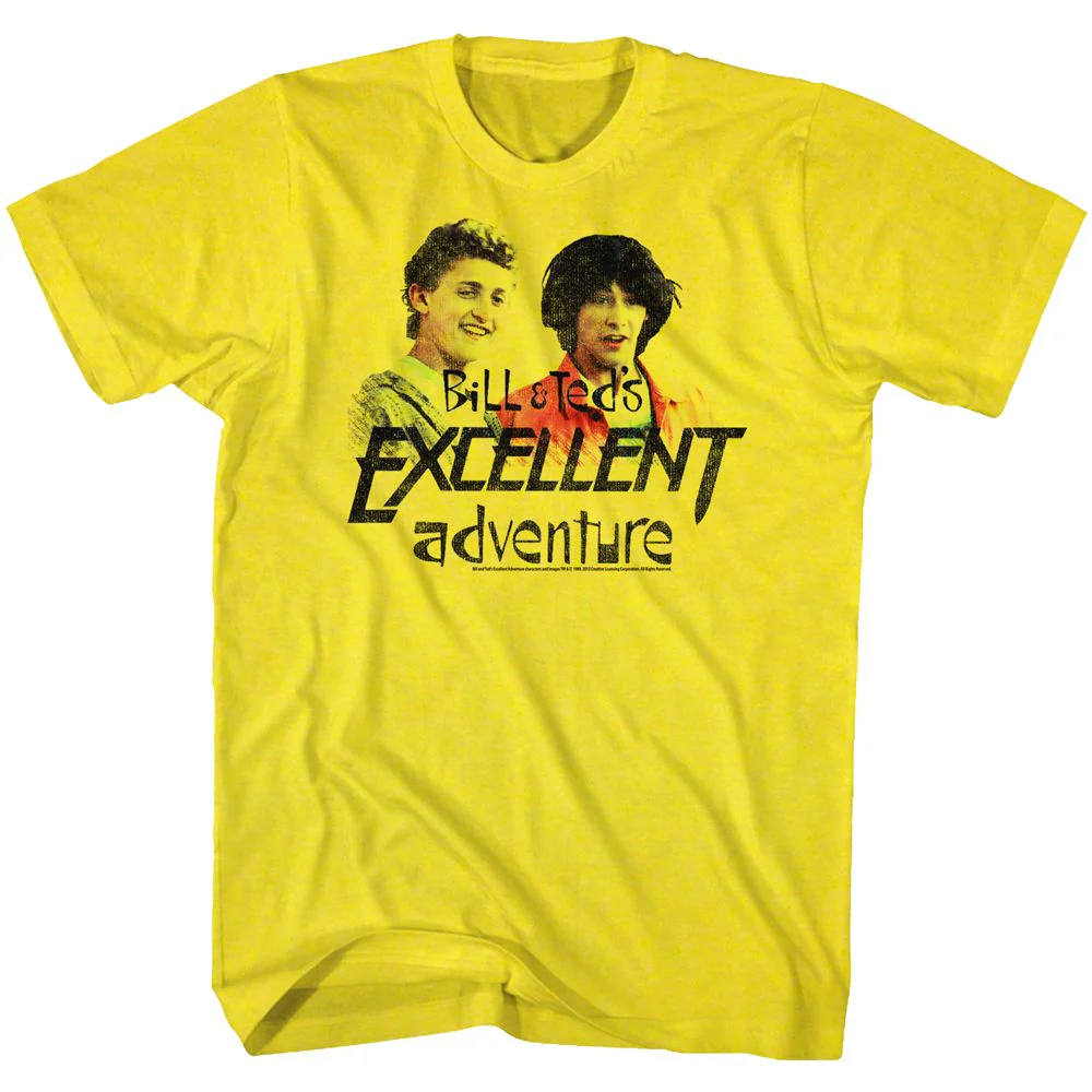 Unisex Adult T-shirt Rockinstone Bill And Ted Dudes Solid Yellow Sizexxxl