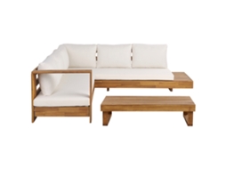Sofá Esquinero Derecho Con Mesa Beliani Marettimo De Madera De Acacia Certificada Marrón 225x212x64