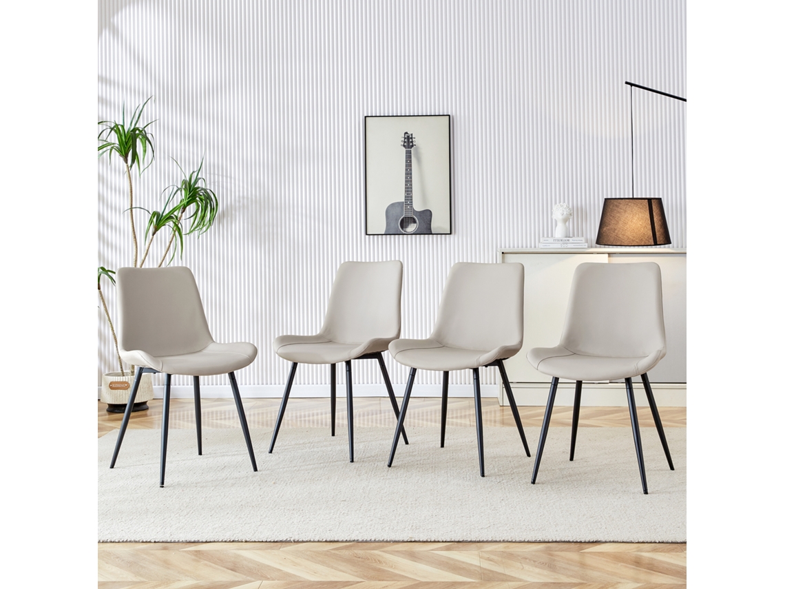 Cadeiras De Sala De Jantar 4 Unidades Modernas, Assento Amplo, Encosto, Pés Antiderrapantes Pretocinza Mobrio