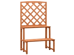 Vidaxl Suporte De Plantas C/ Treliça 70x42x120 Cm Abeto Maciço Laranja