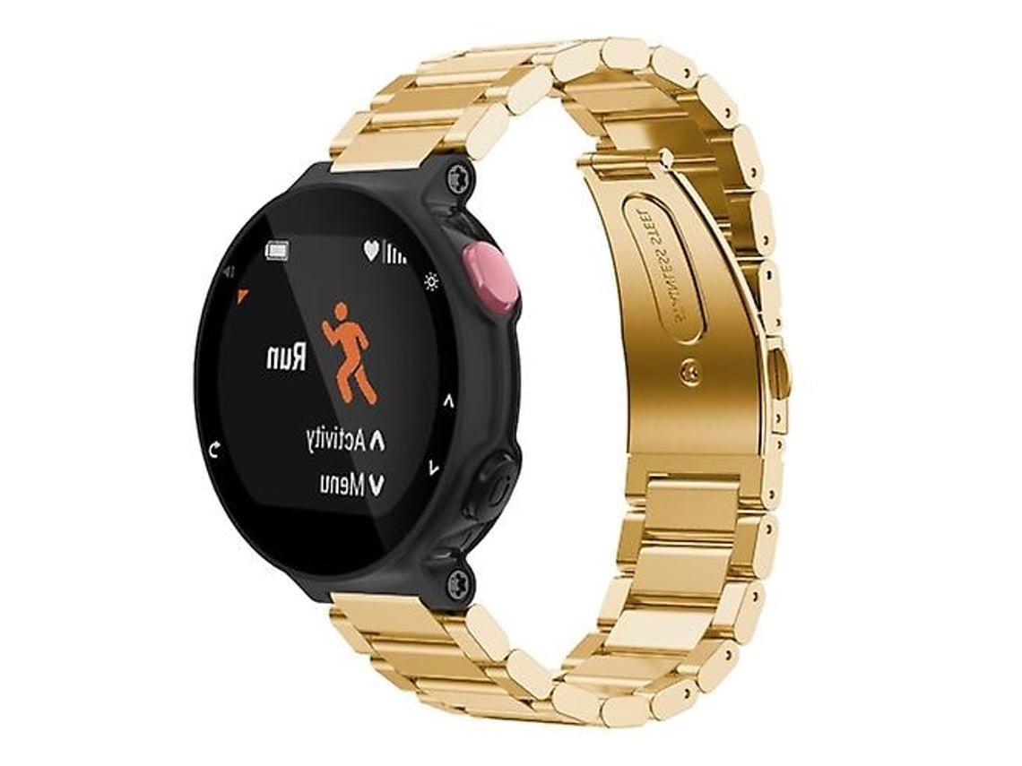 Pulseira Universal, Compatível Com Smartwatch Garmin Forerunner 220/ 230/ 235/ 630/ 620/ 735, Cor Dourada, Três Pulseiras De Aço