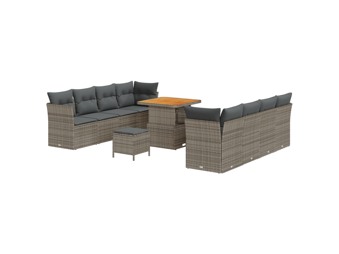 Conjunto 11 Sofá De Jardim Vidaxl Cinzento Vime Pe (80 X 80 X 71 Cm)